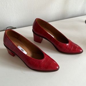 Miista Bernadette Red Croc Leather Pump